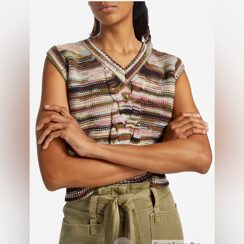 NWT RAILS Brixton Knit Sweater Vest Green/Brown/Pink Multi Forest Space Dye XL - Picture 7 of 16